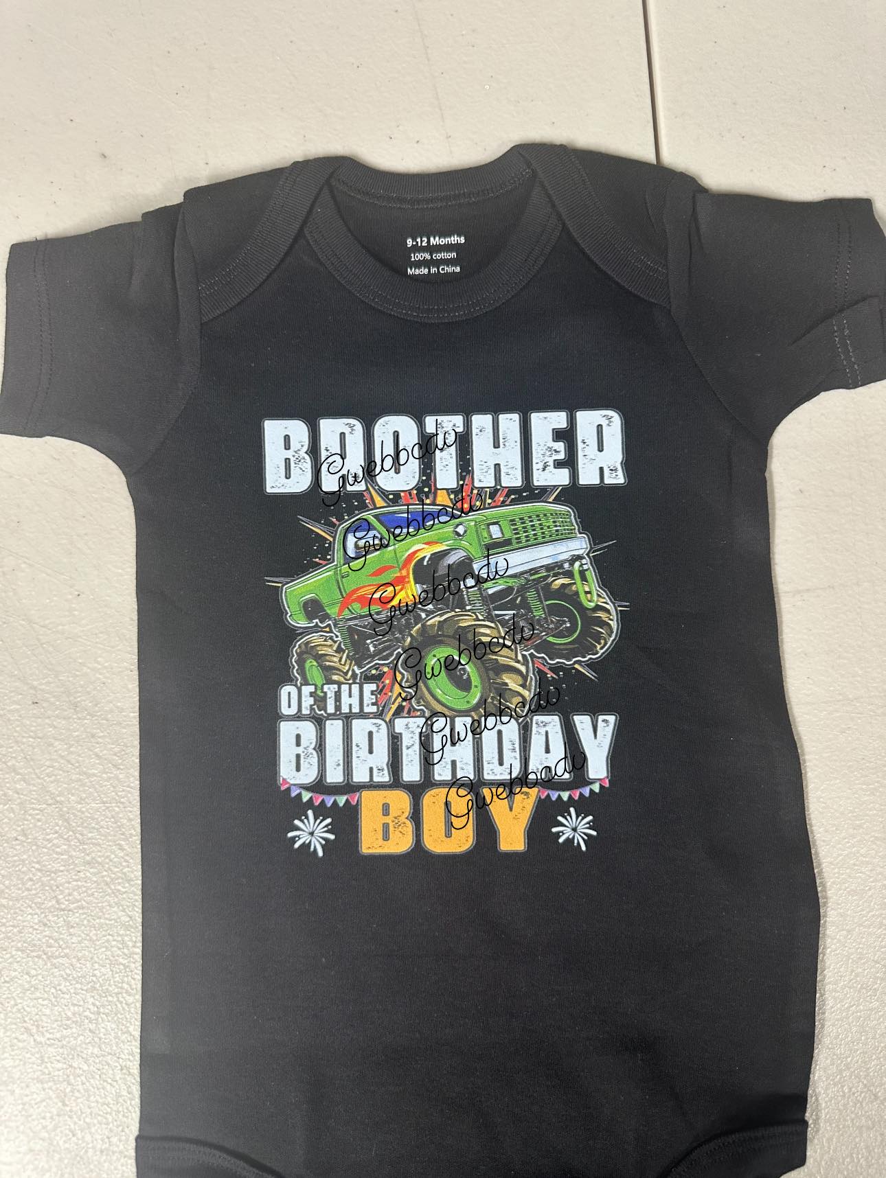 Monster Truck Brother Of Bday Boy Onesie
