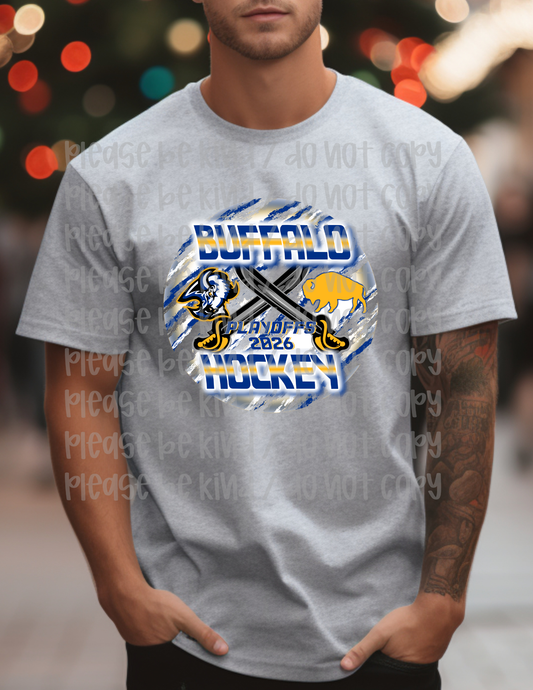 Buffalo Hockey Yellow Blue Playoffs