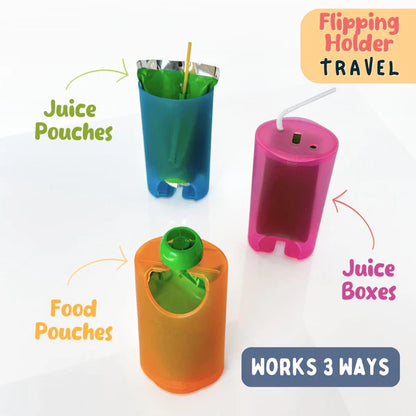 Flipping Holder TRAVEL - food pouch and juice box holder, fits cup holders