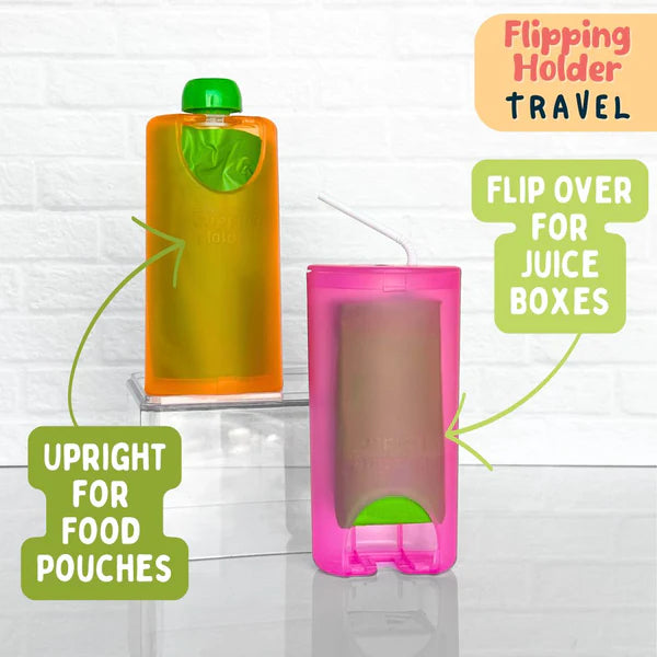 Flipping Holder TRAVEL - food pouch and juice box holder, fits cup holders