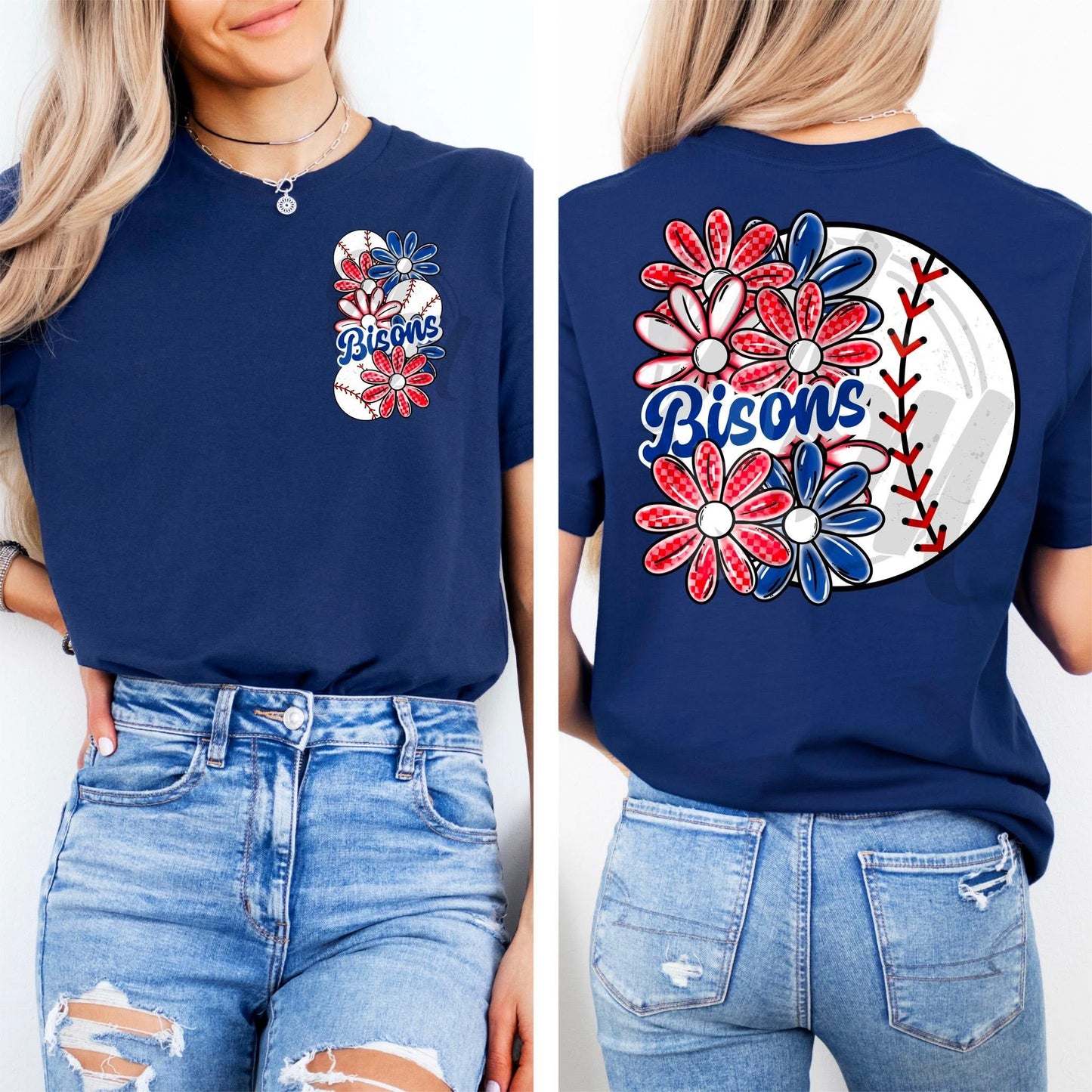 Half Floral Buffalo Baseball