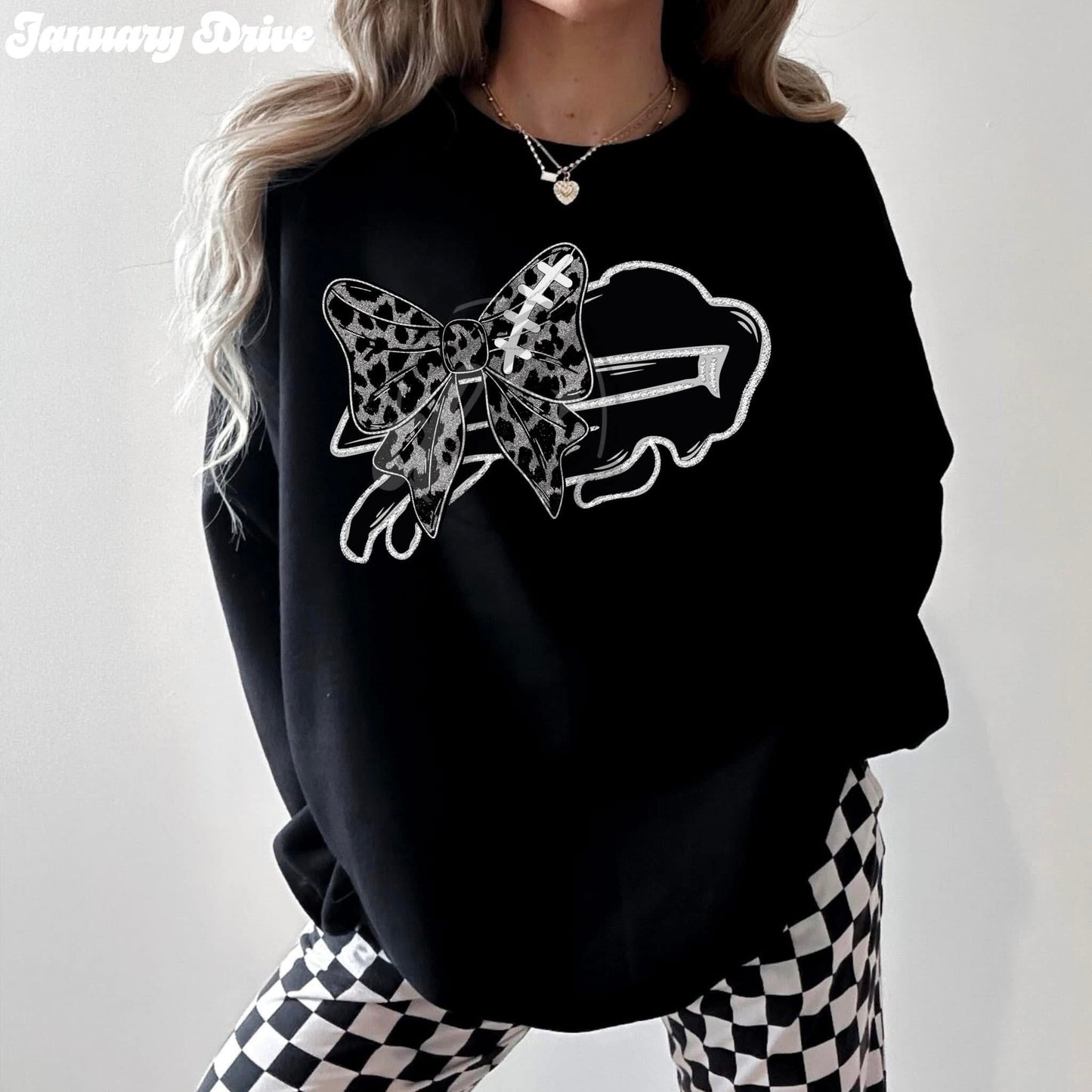 Black Bow Buffalo Football