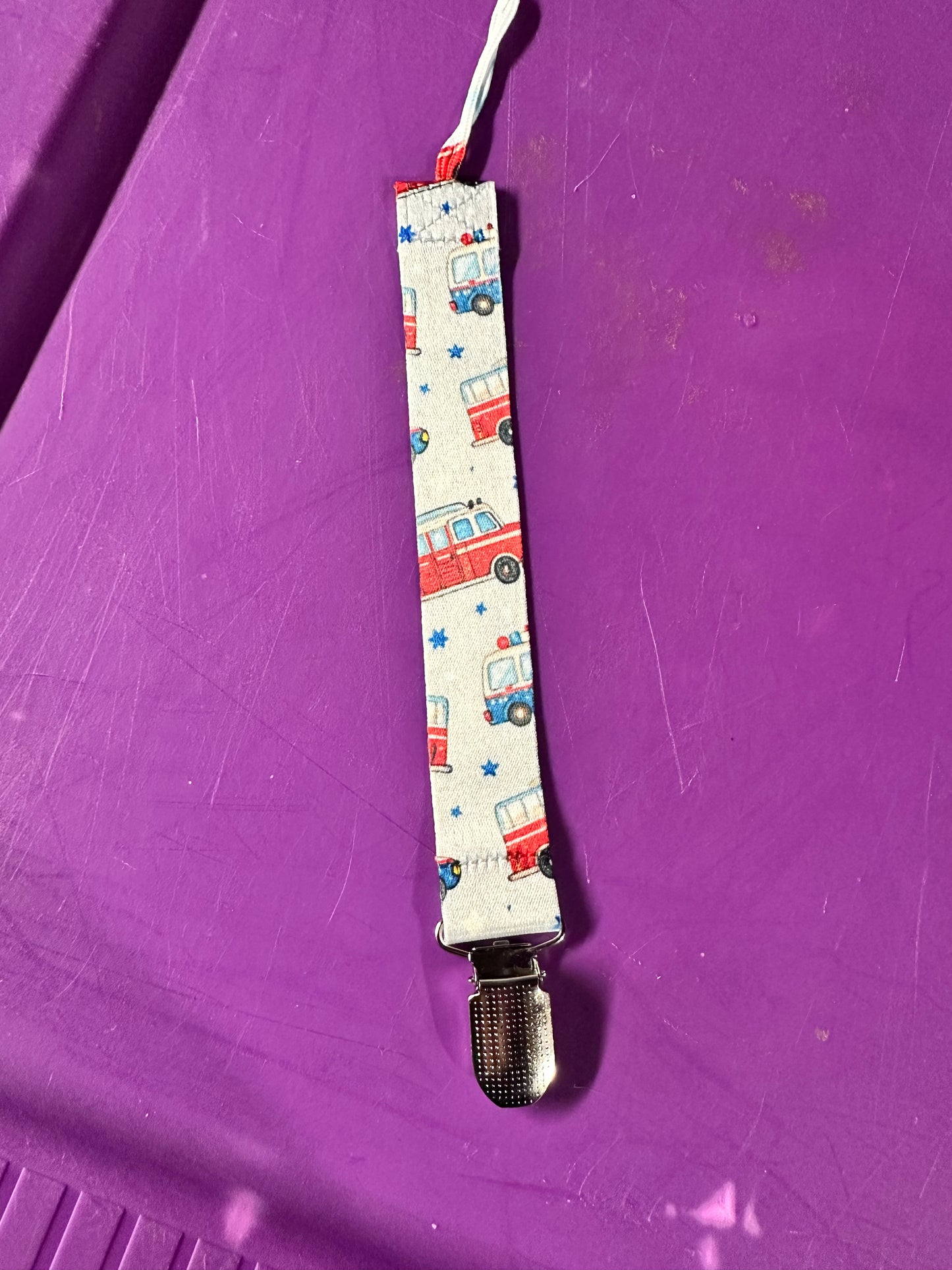 Fire Truck Pacifier Clip