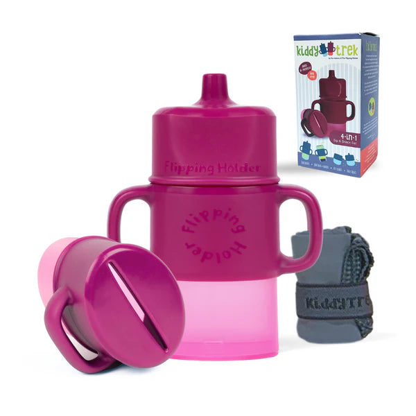 KiddyTrek 4-in-1 Sip & Snack Set - Food Pouch & Juice Box Holder, Snack Cup, Sip Cup ALL IN ONE