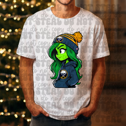 Buffalo Hockey Girl Green Man